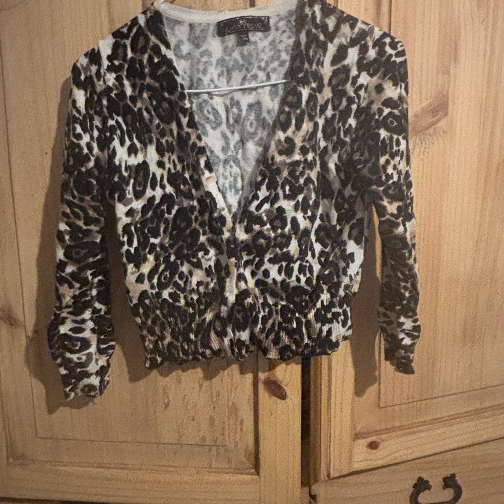 Almost Famous Leopard Print Crop Cardigan